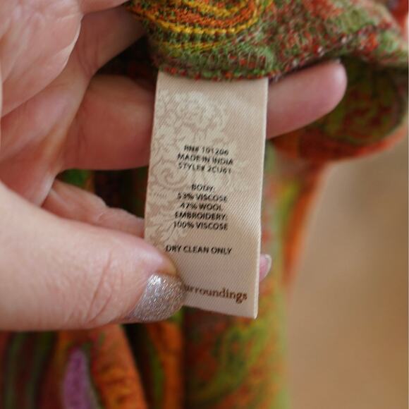 Soft Surroundings Embroidered Open Front Cardigan Multicolor Womens Size Small - Picture 9 of 9